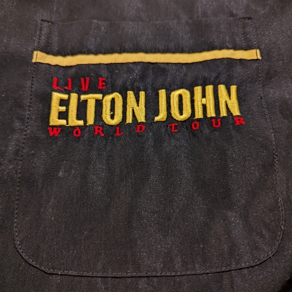 Vintage Y2K Bravado ELTON JOHN Live World Tour Button Black Shirt Adult Large - Picture 6 of 7
